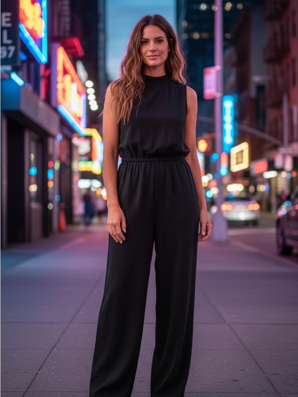 a new day Black Sleeveless Wide-Leg Jumpsuit NWOT